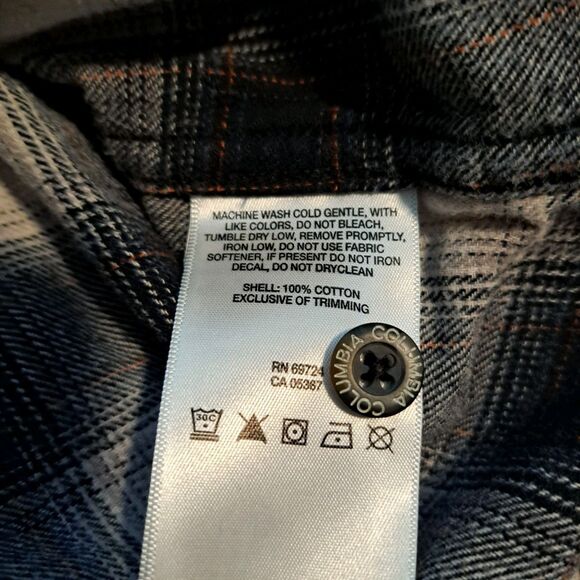 Columbia Plaid Flannel Shirt Mens L Regular Fit Button Up Outdoor Classic Black - Picture 9 of 9